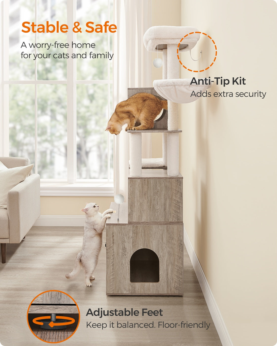 72.8-Inch Tall Cat Tree with Litter Box Enclosure - image 9