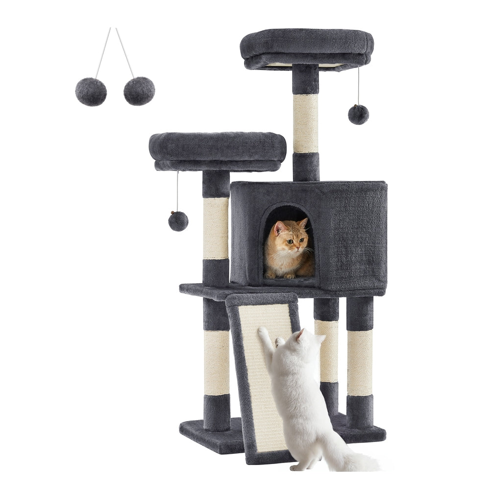 45.3-Inch Cat Condo with Scratching Post Smoky Gray - image 1