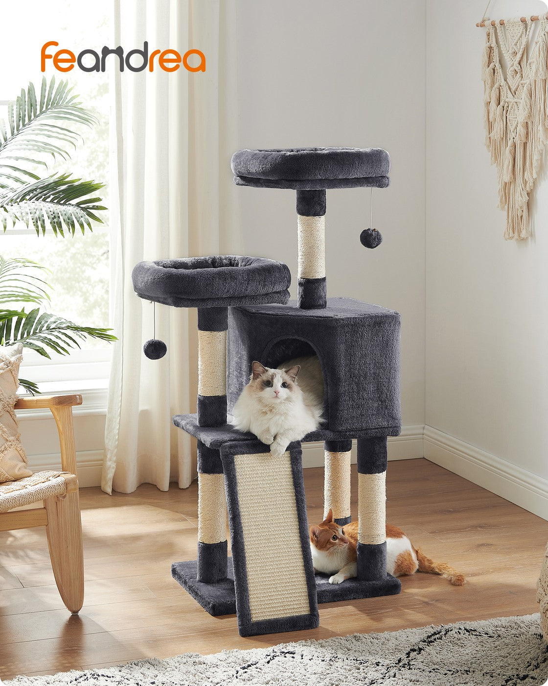 45.3-Inch Cat Condo with Scratching Post Smoky Gray - image 2