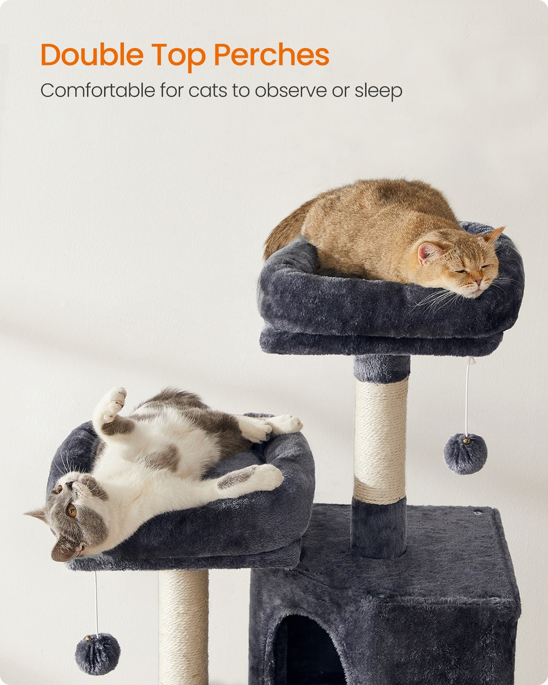 45.3-Inch Cat Condo with Scratching Post Smoky Gray - image 3