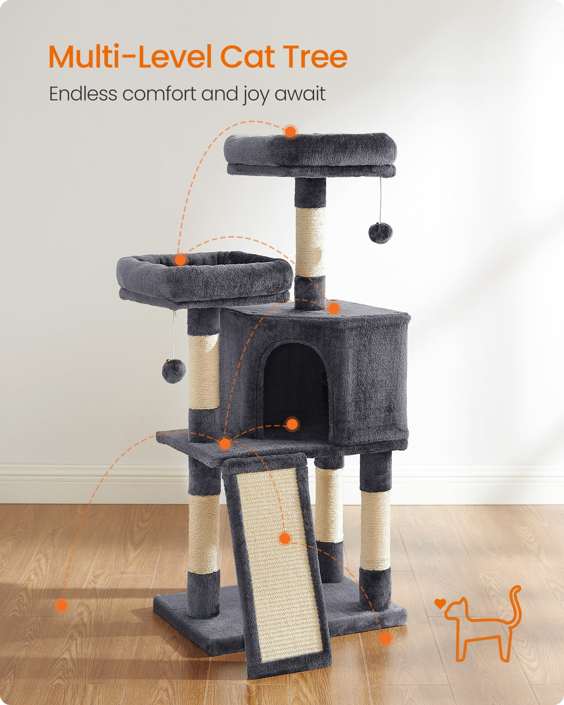 45.3-Inch Cat Condo with Scratching Post Smoky Gray - image 4