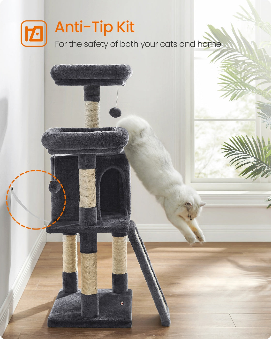 45.3-Inch Cat Condo with Scratching Post Smoky Gray - image 6