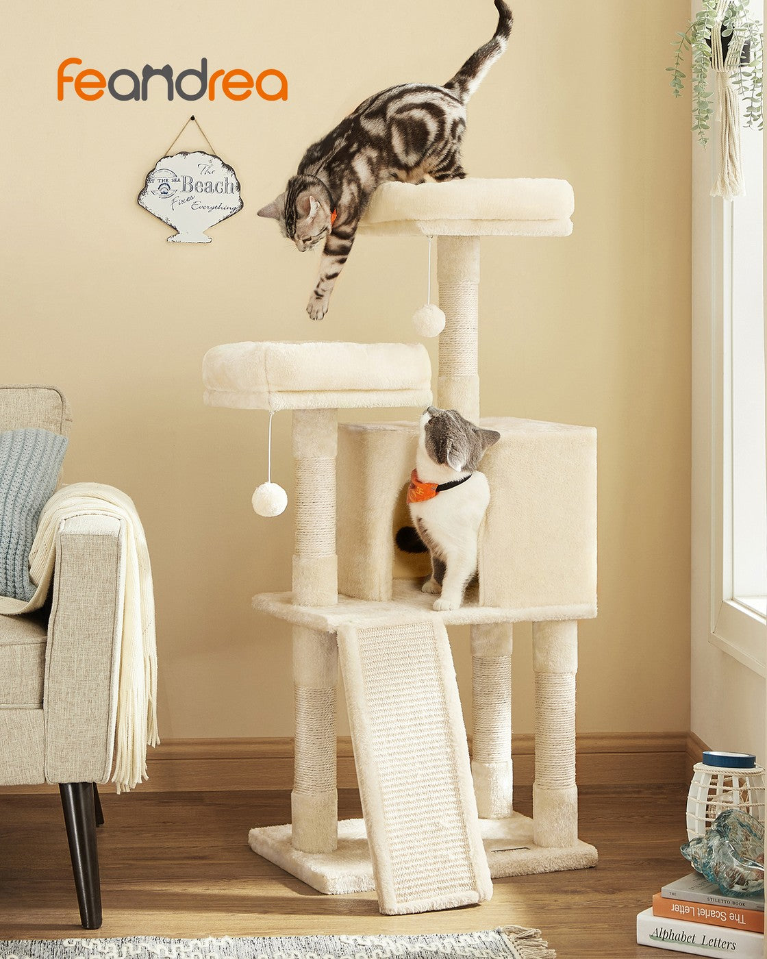 45.3-Inch Cat Condo with Scratching Post Smoky Gray - image 8