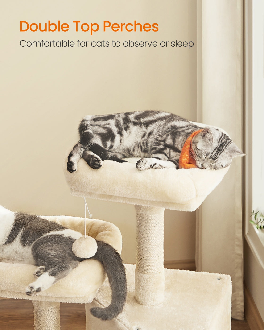 45.3-Inch Cat Condo with Scratching Post Smoky Gray - image 9