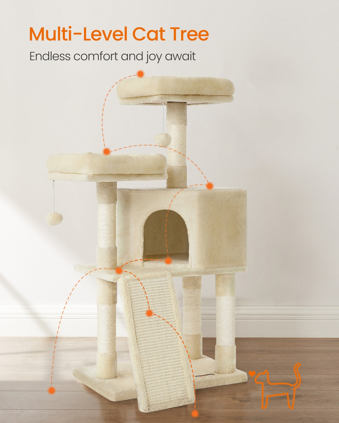 45.3-Inch Cat Condo with Scratching Post Smoky Gray - image 10