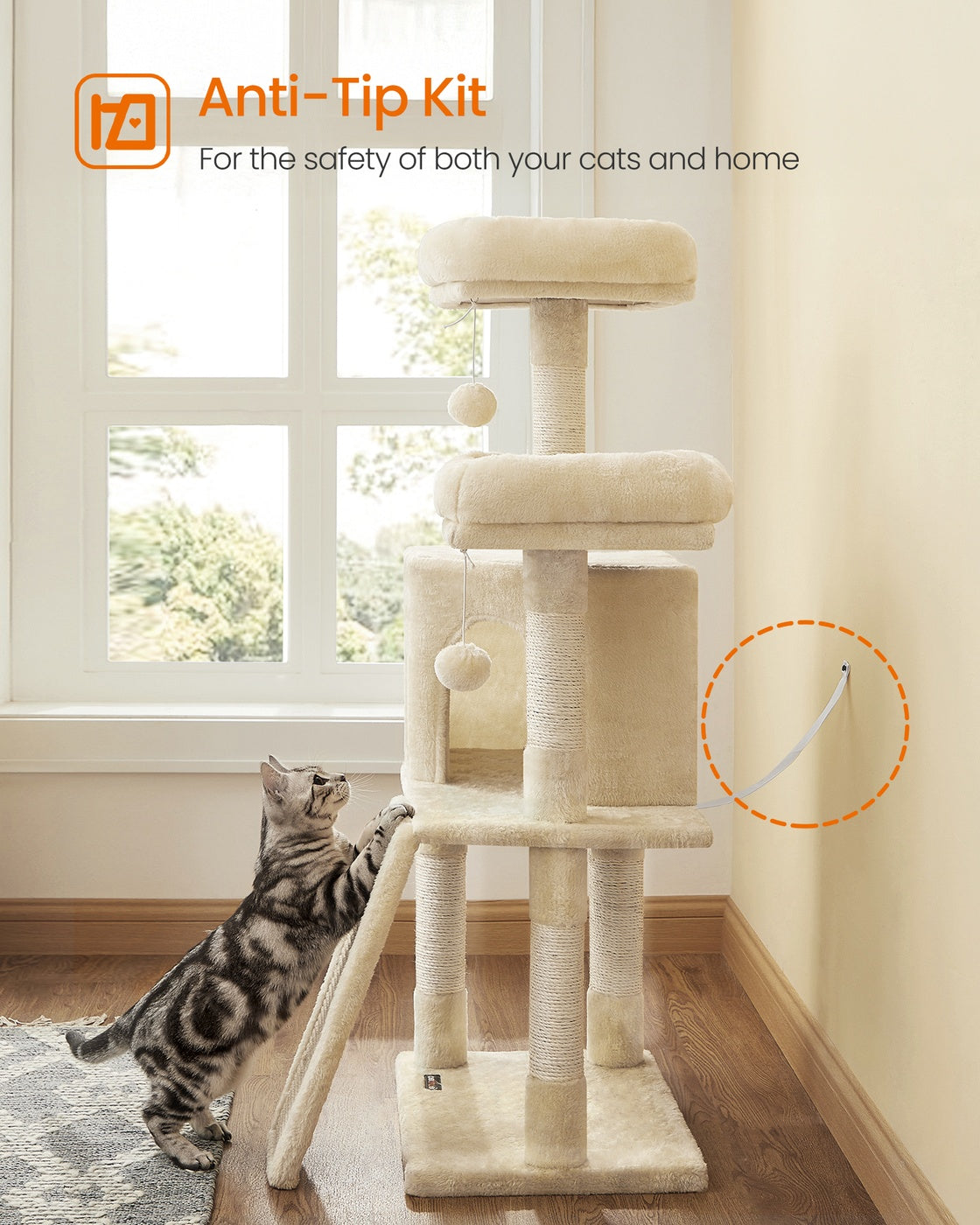 45.3-Inch Cat Condo with Scratching Post Smoky Gray - image 12