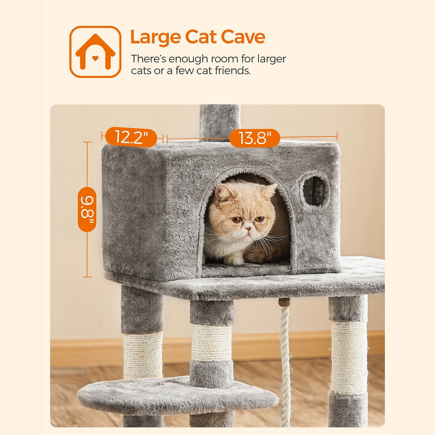 56.3-Inch Cat Tree with Scratching Posts, Hammock, Plush Perch - image 5