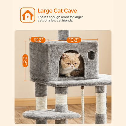 56.3-Inch Cat Tree with Scratching Posts, Hammock, Plush Perch - image 5