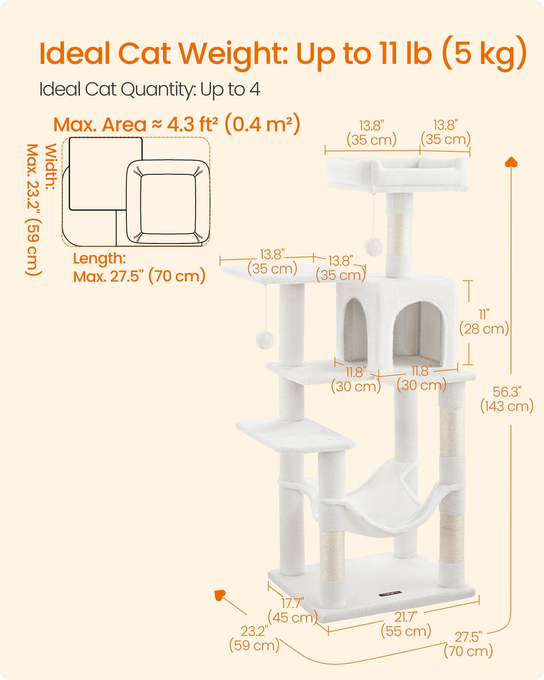 56.3-Inch Cat Tree for Indoor Cats - image 24