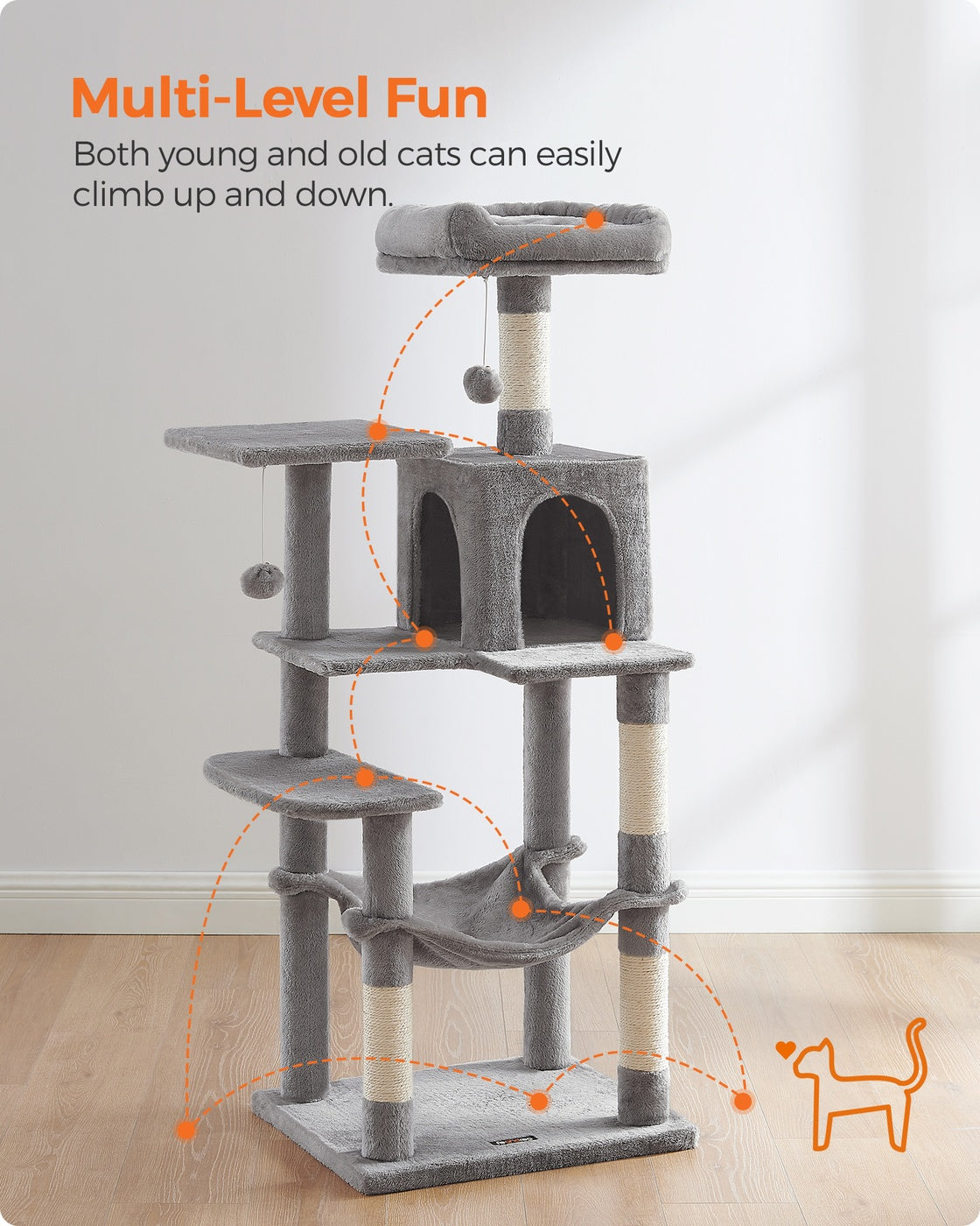 56.3-Inch Cat Tree for Indoor Cats - image 3