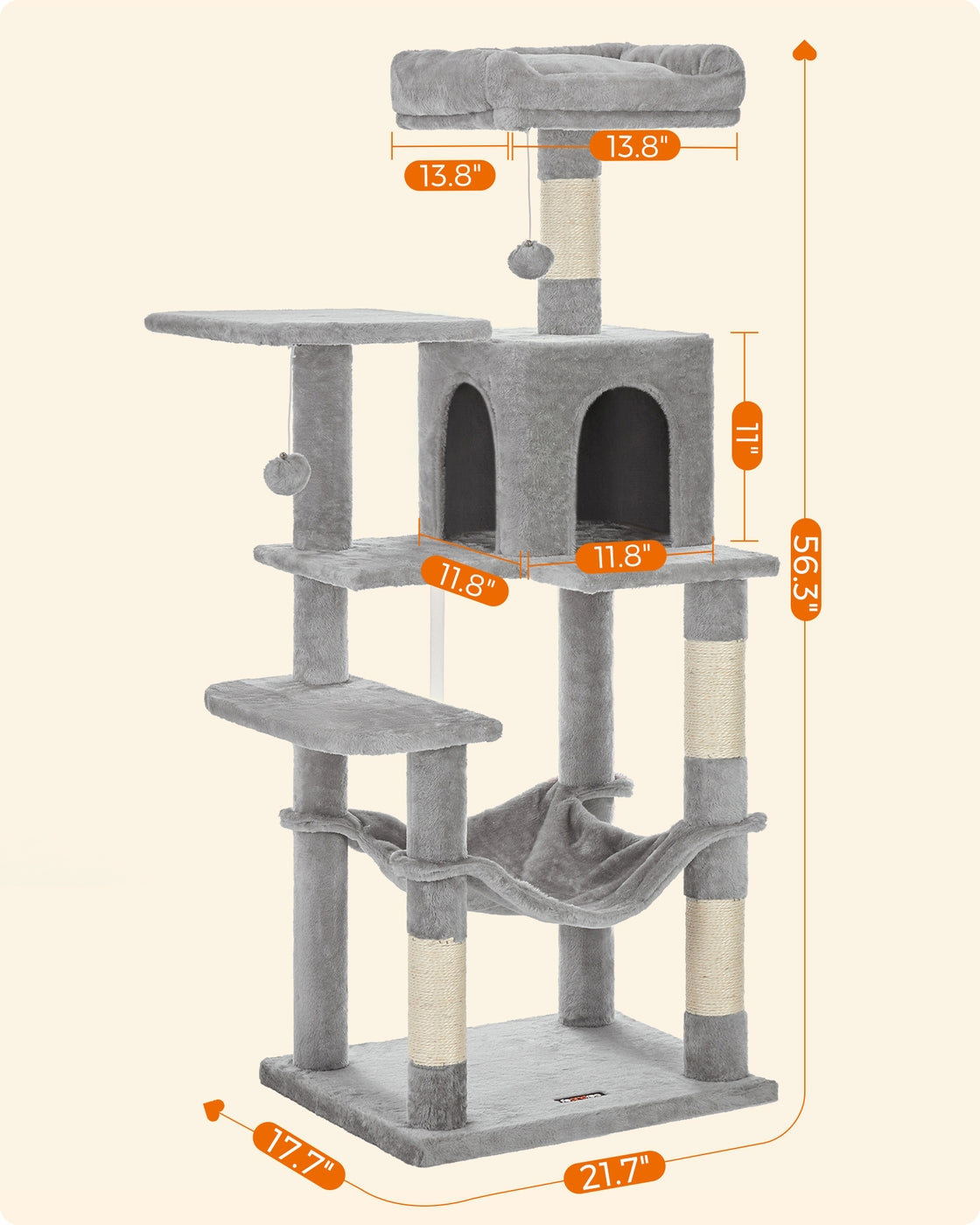 56.3-Inch Cat Tree for Indoor Cats - image 7