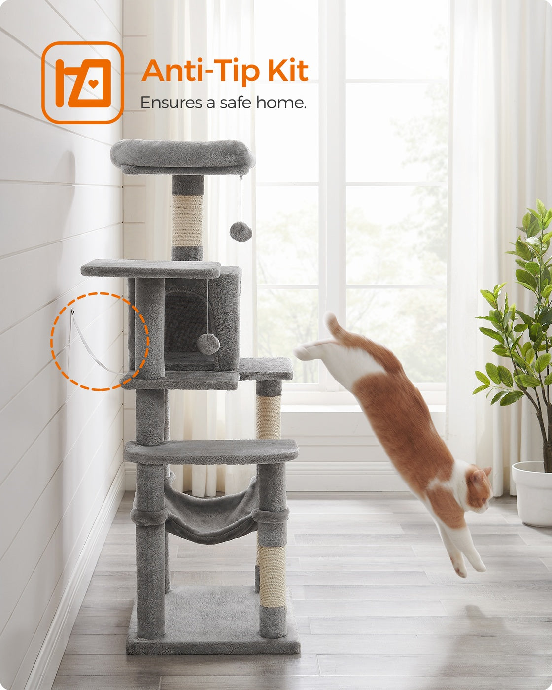 56.3-Inch Cat Tree for Indoor Cats - image 8