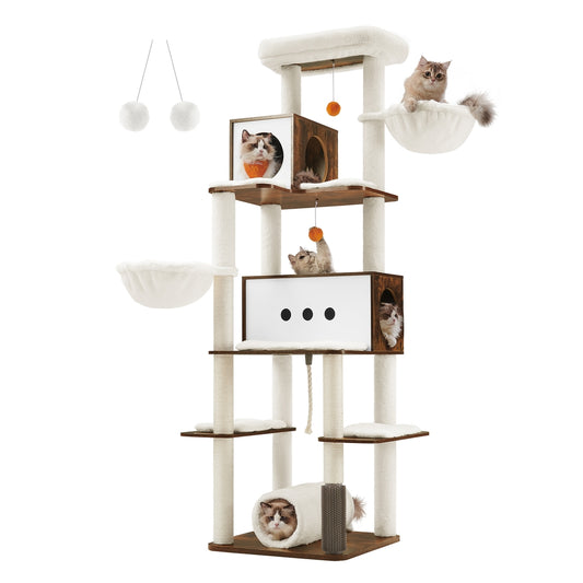 77.5-Inch Tall Modern Cat Tower for Large Indoor Cats - image 1
