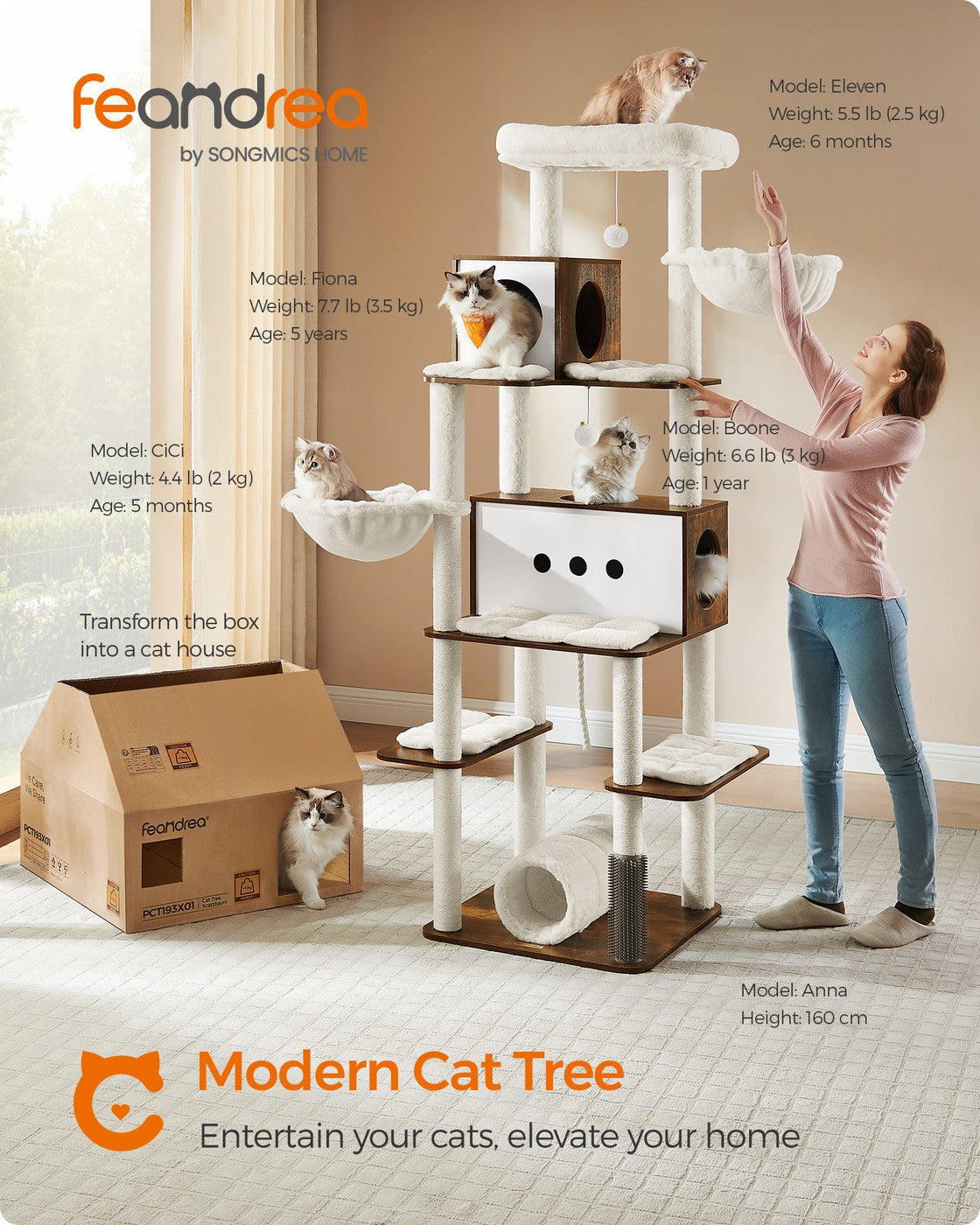 77.5-Inch Tall Modern Cat Tower for Large Indoor Cats - image 2
