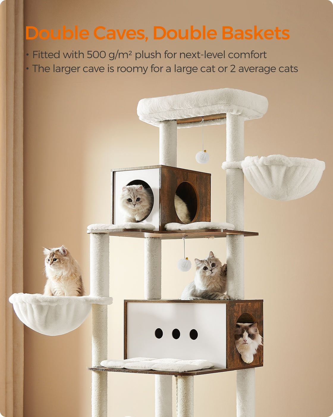 77.5-Inch Tall Modern Cat Tower for Large Indoor Cats - image 3