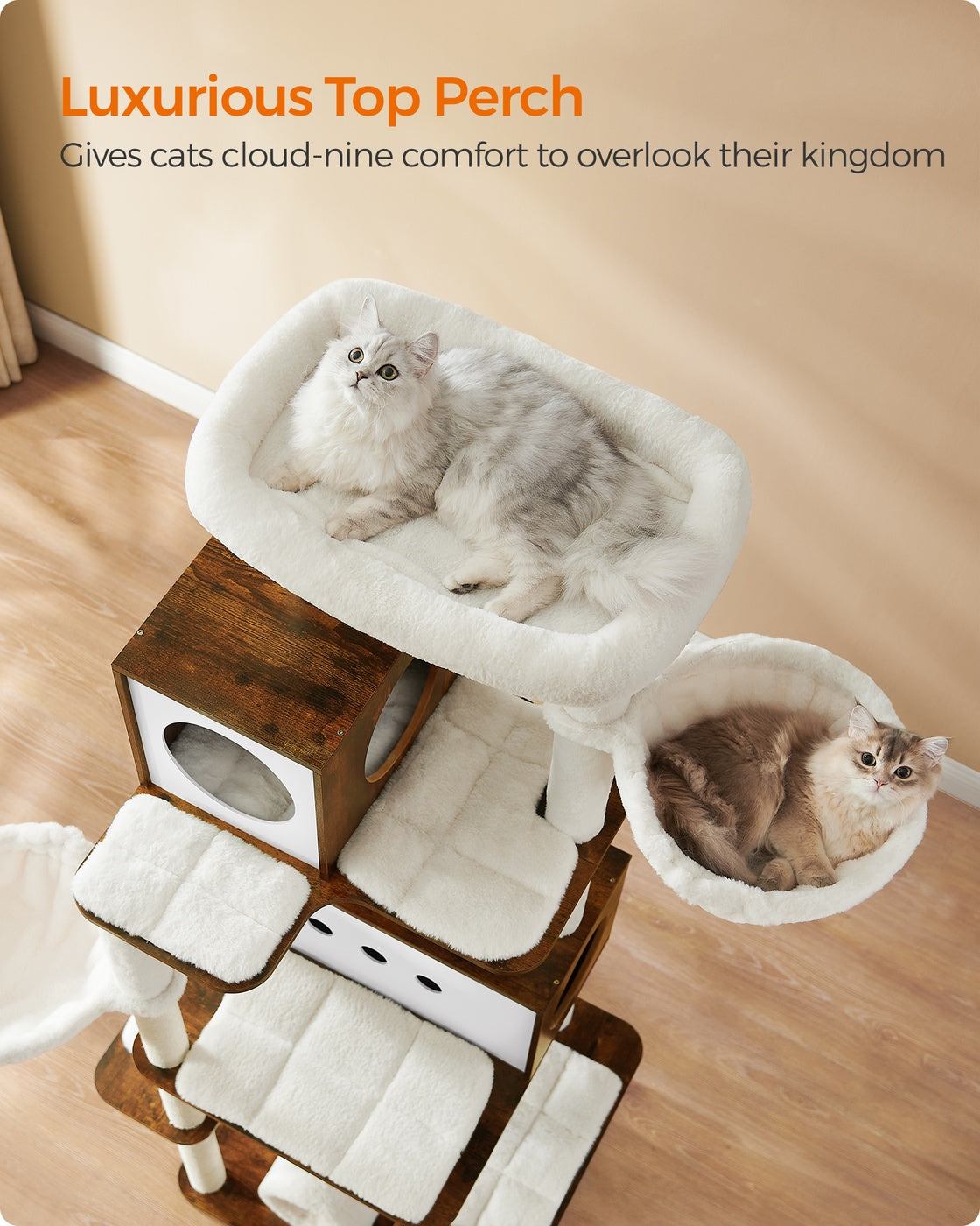 77.5-Inch Tall Modern Cat Tower for Large Indoor Cats - image 4