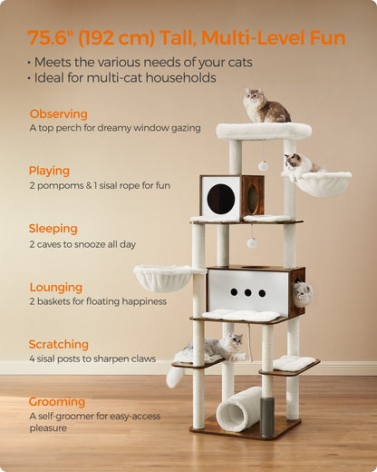 77.5-Inch Tall Modern Cat Tower for Large Indoor Cats - image 5