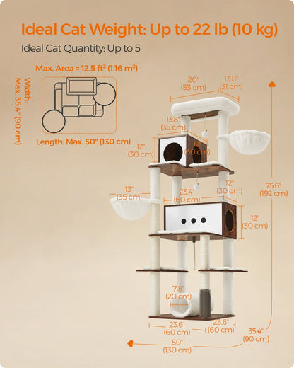77.5-Inch Tall Modern Cat Tower for Large Indoor Cats - image 7