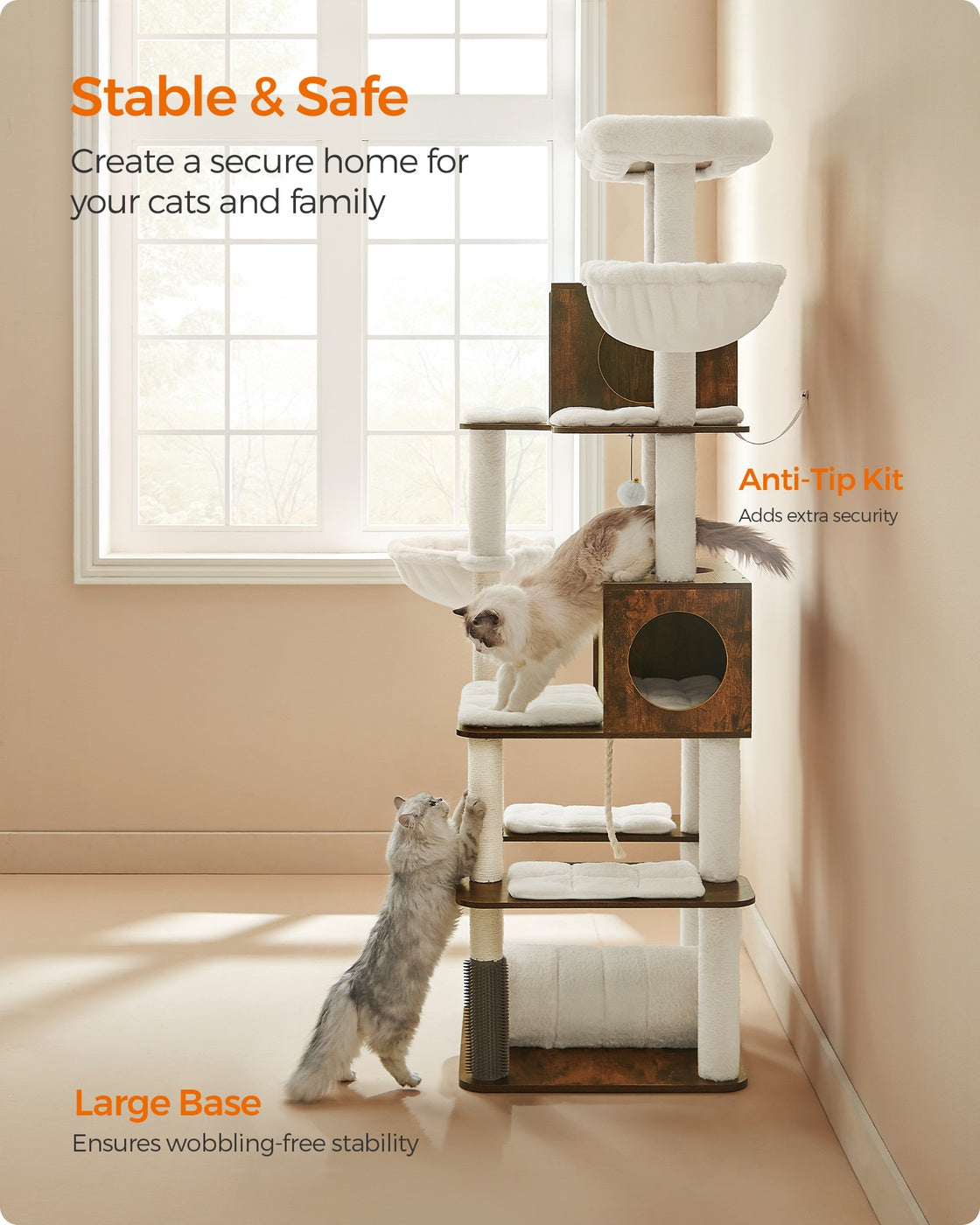 77.5-Inch Tall Modern Cat Tower for Large Indoor Cats - image 8