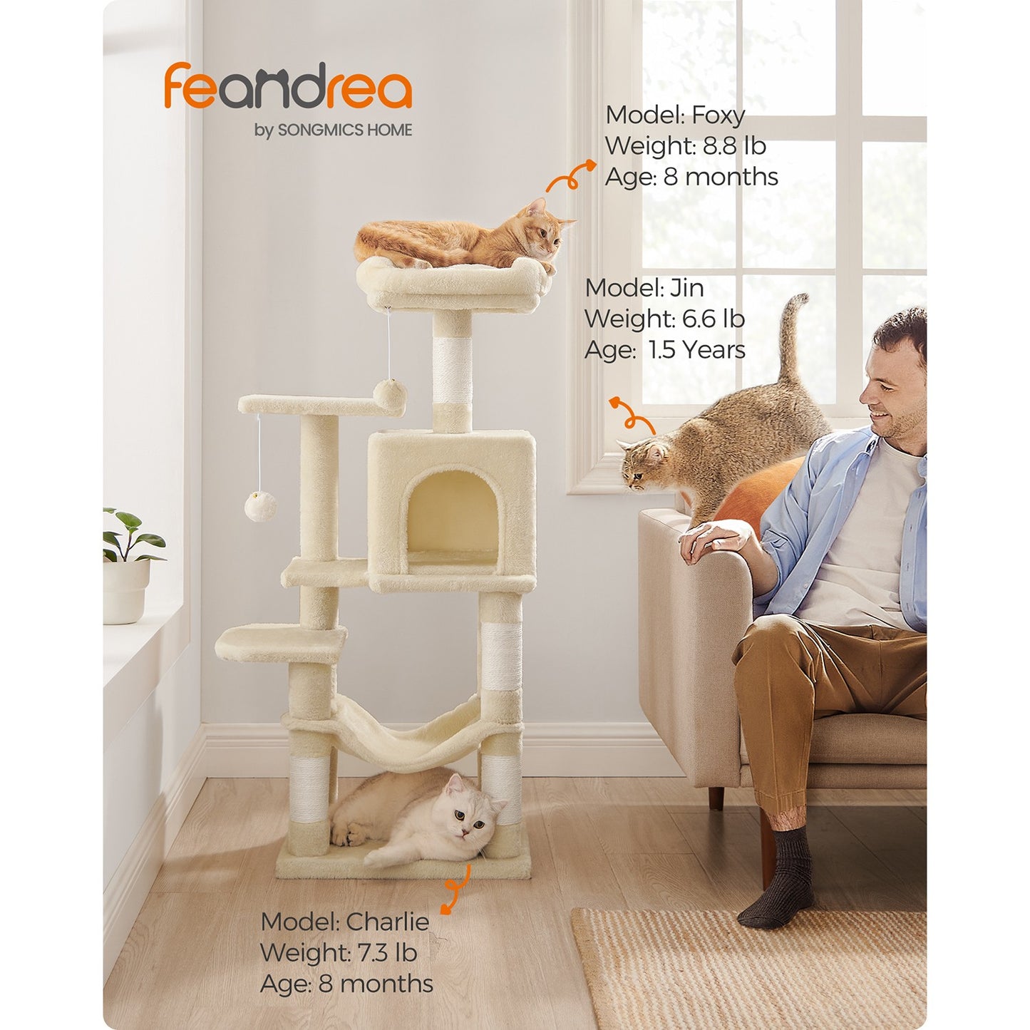56.3-Inch Cat Tree for Indoor Cats - image 11