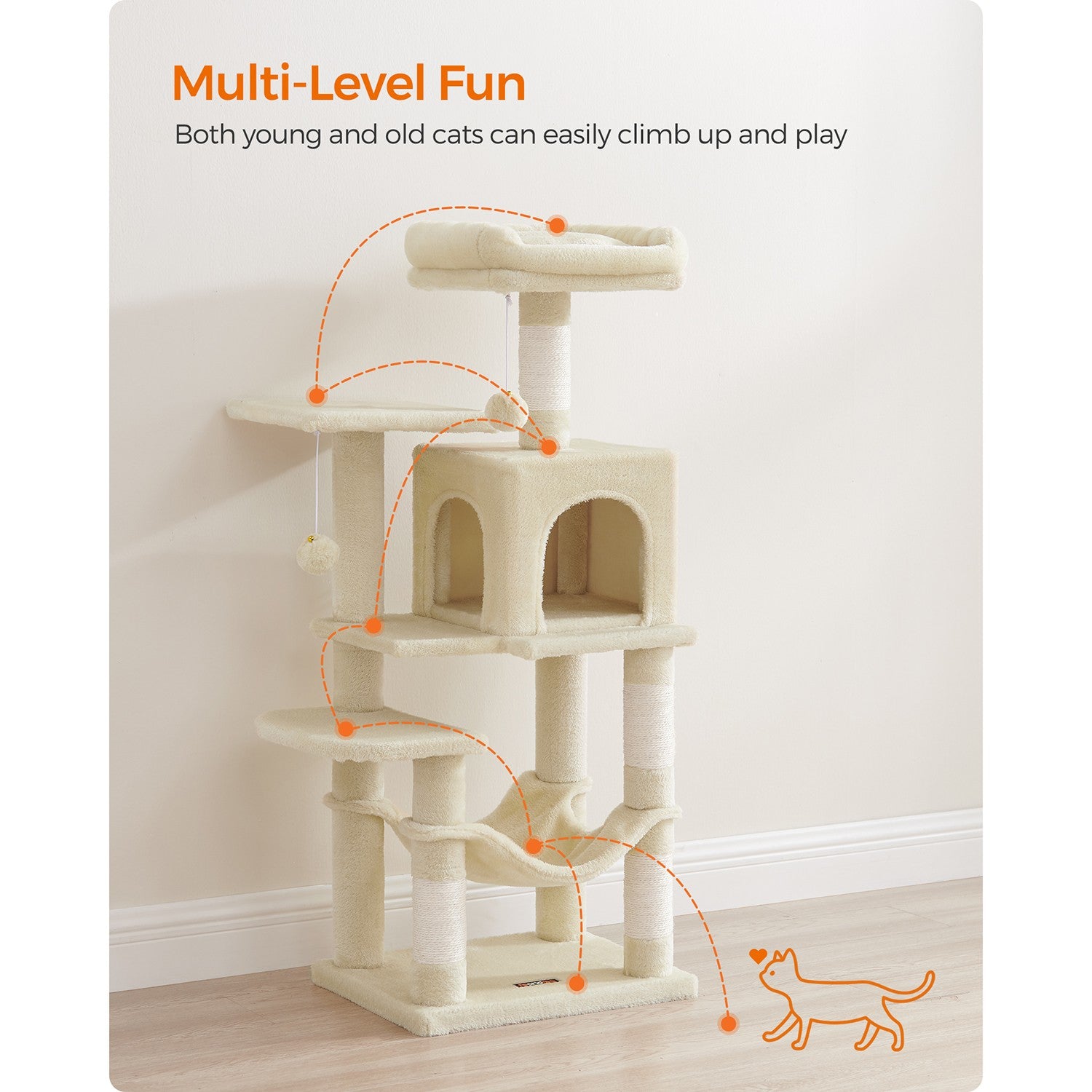 56.3-Inch Cat Tree for Indoor Cats - image 12