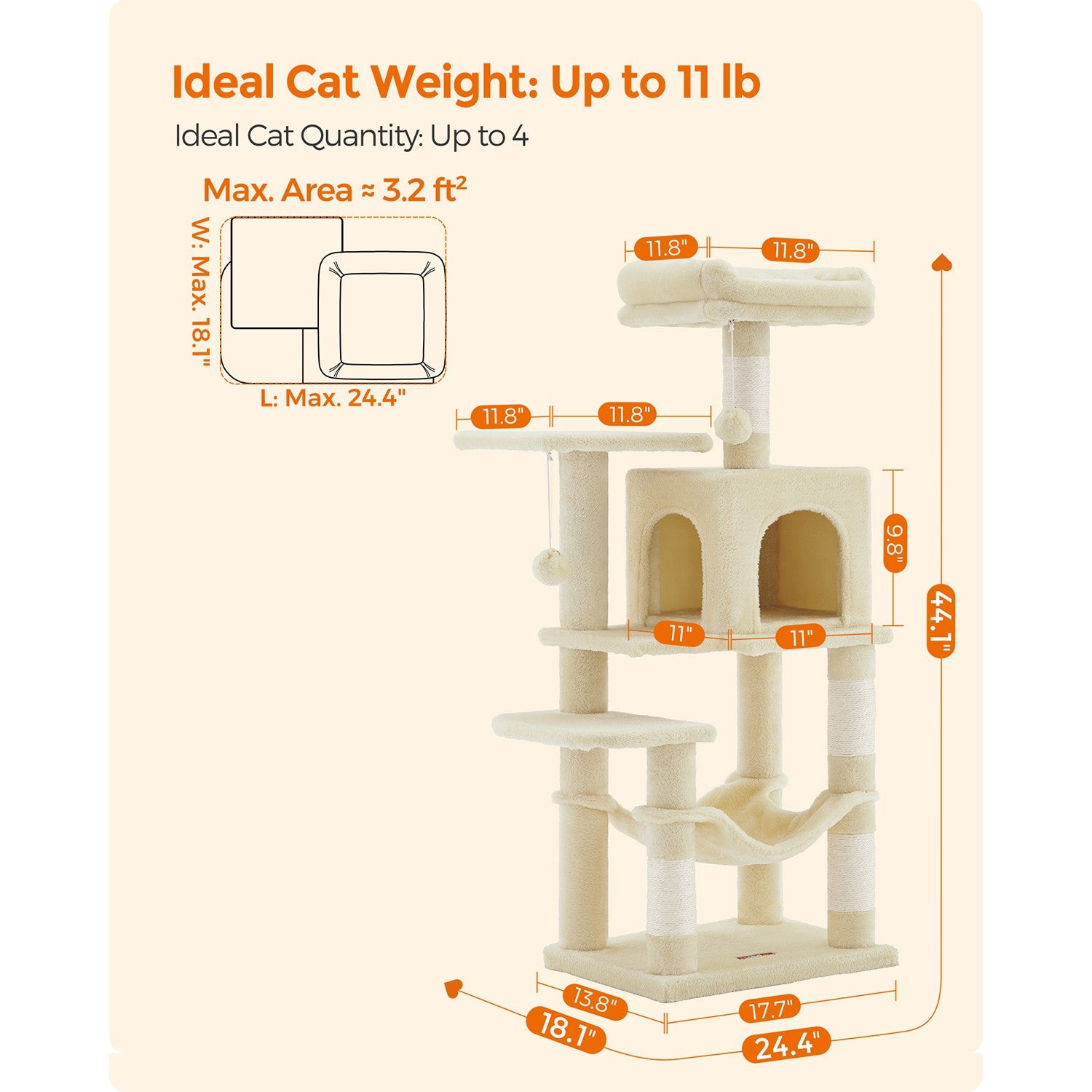 56.3-Inch Cat Tree for Indoor Cats - image 15
