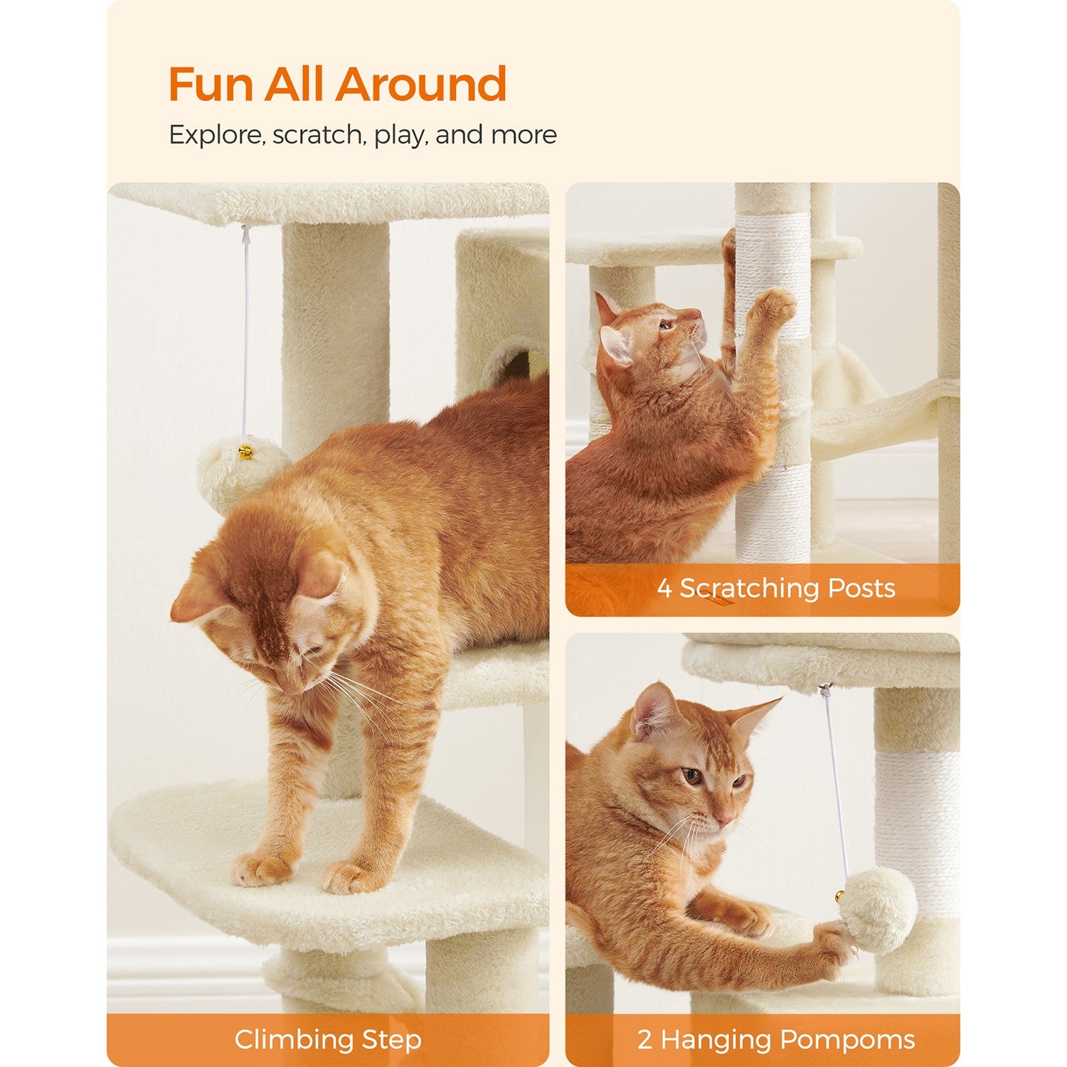 56.3-Inch Cat Tree for Indoor Cats - image 17