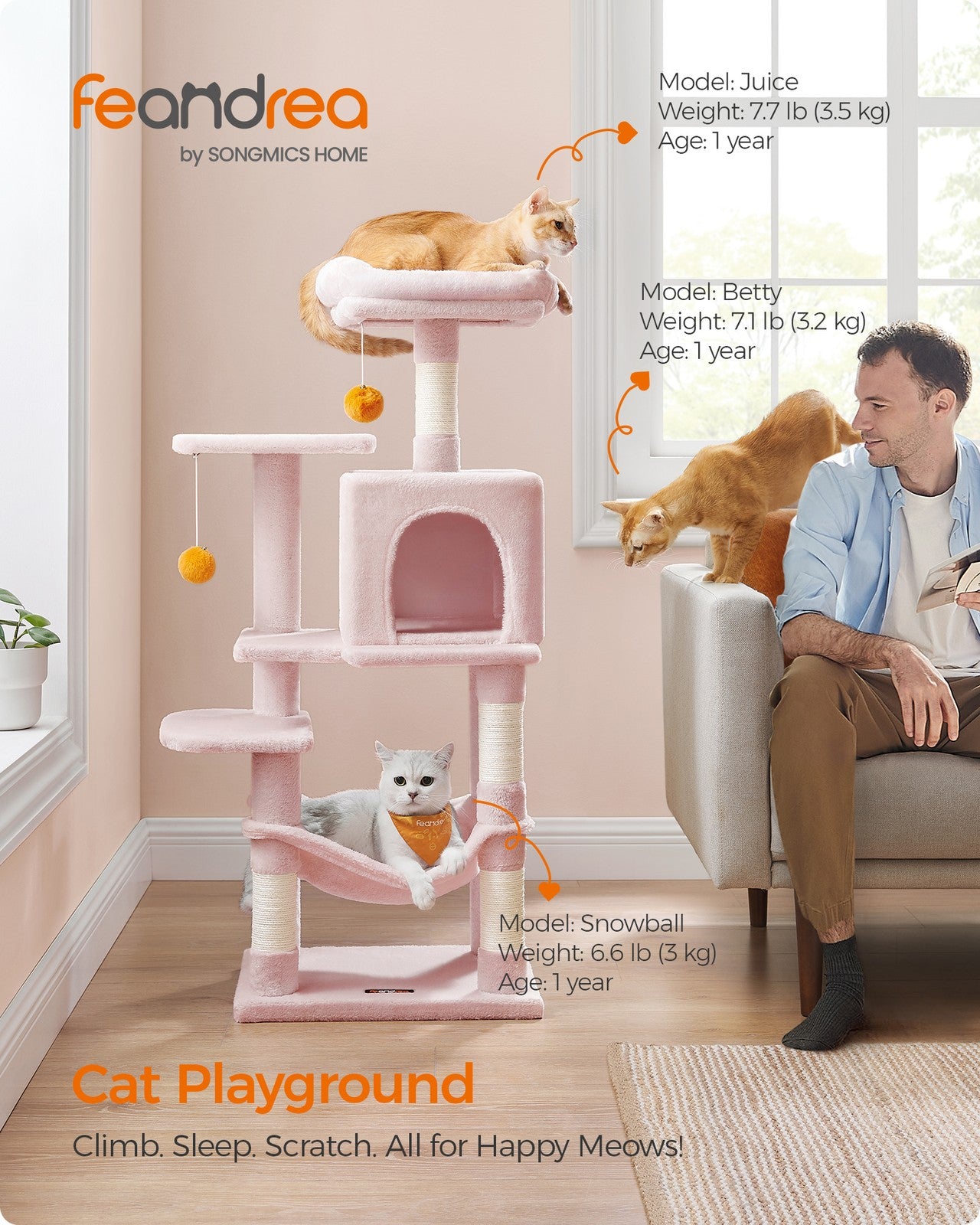 56.3-Inch Cat Tree for Indoor Cats - image 26