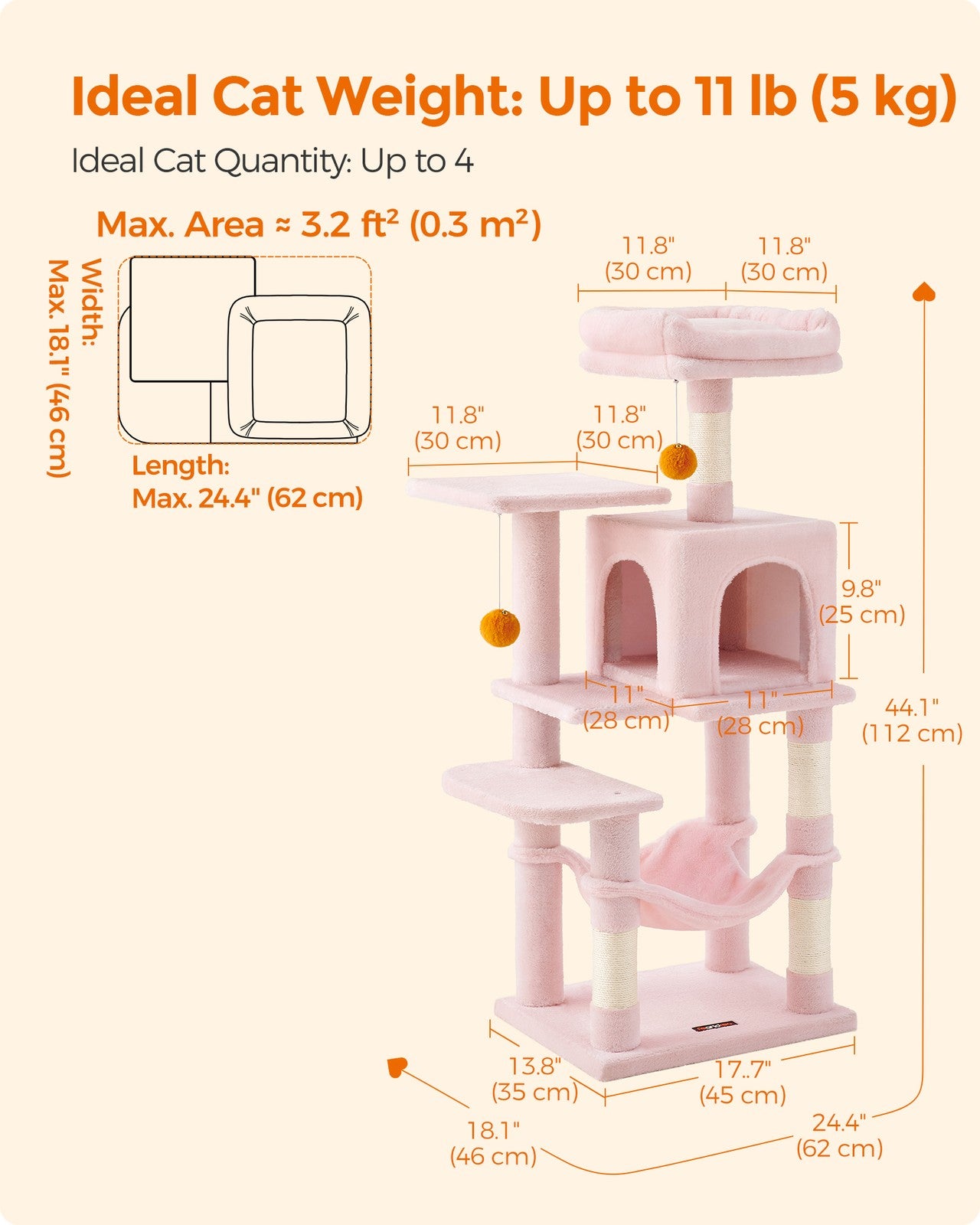56.3-Inch Cat Tree for Indoor Cats - image 30