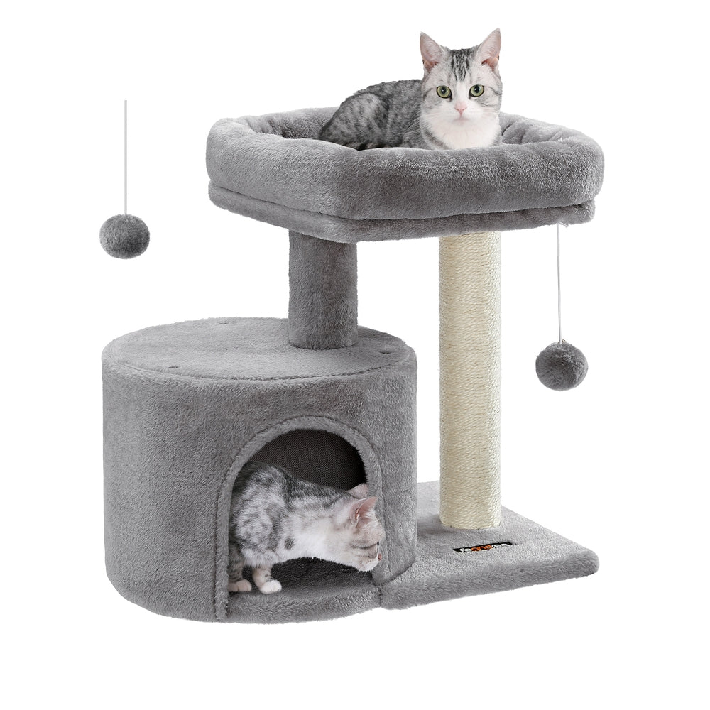 Cat Tree Tower with Sisal Scratching Post Grass Green and Camel Brown - image 8