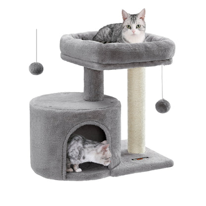 Cat Tree Tower with Sisal Scratching Post Grass Green and Camel Brown - image 8