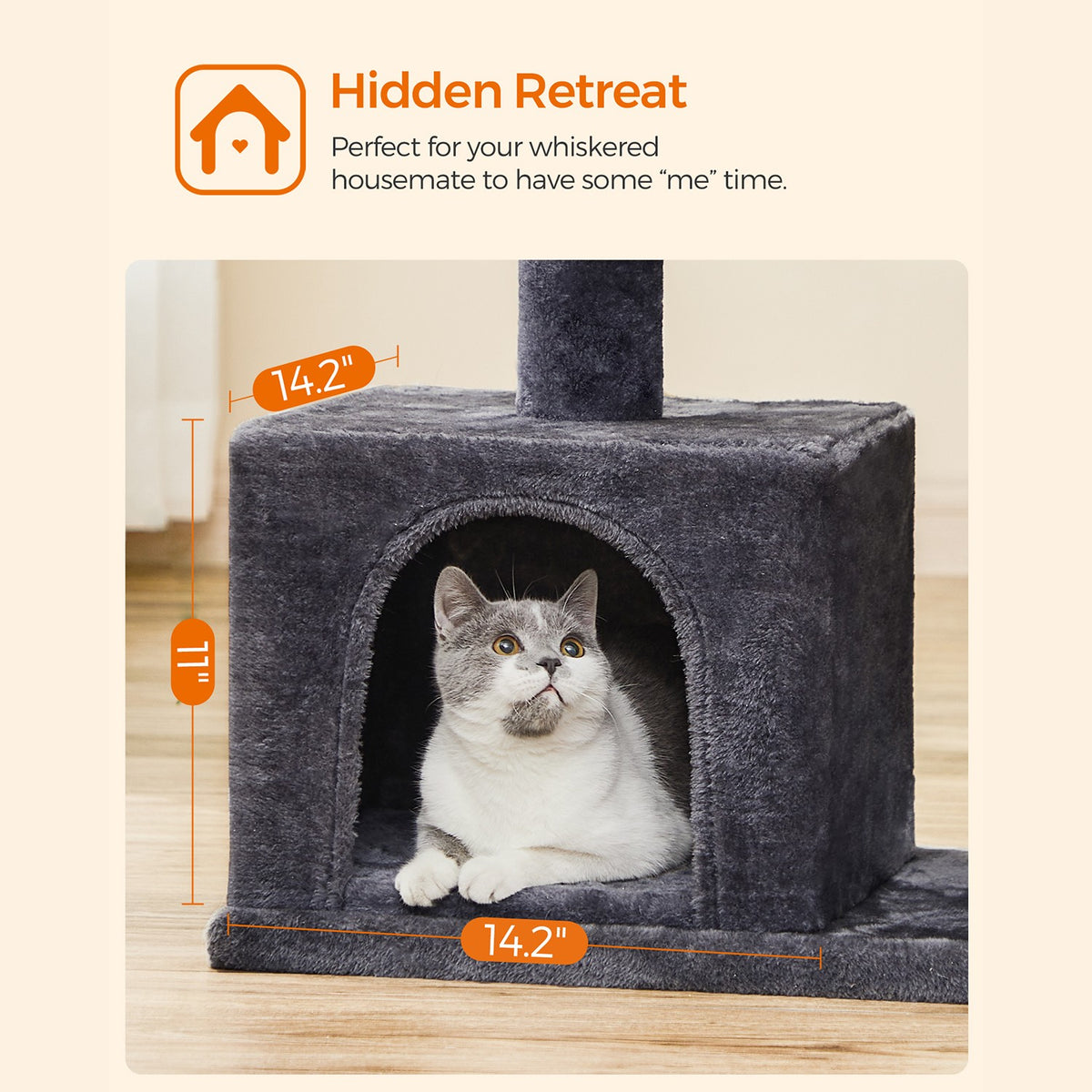 Cat Tree with Sisal-Covered Scratching Posts and 2 Plush Condos Cat Furniture for Kittens Light Gray