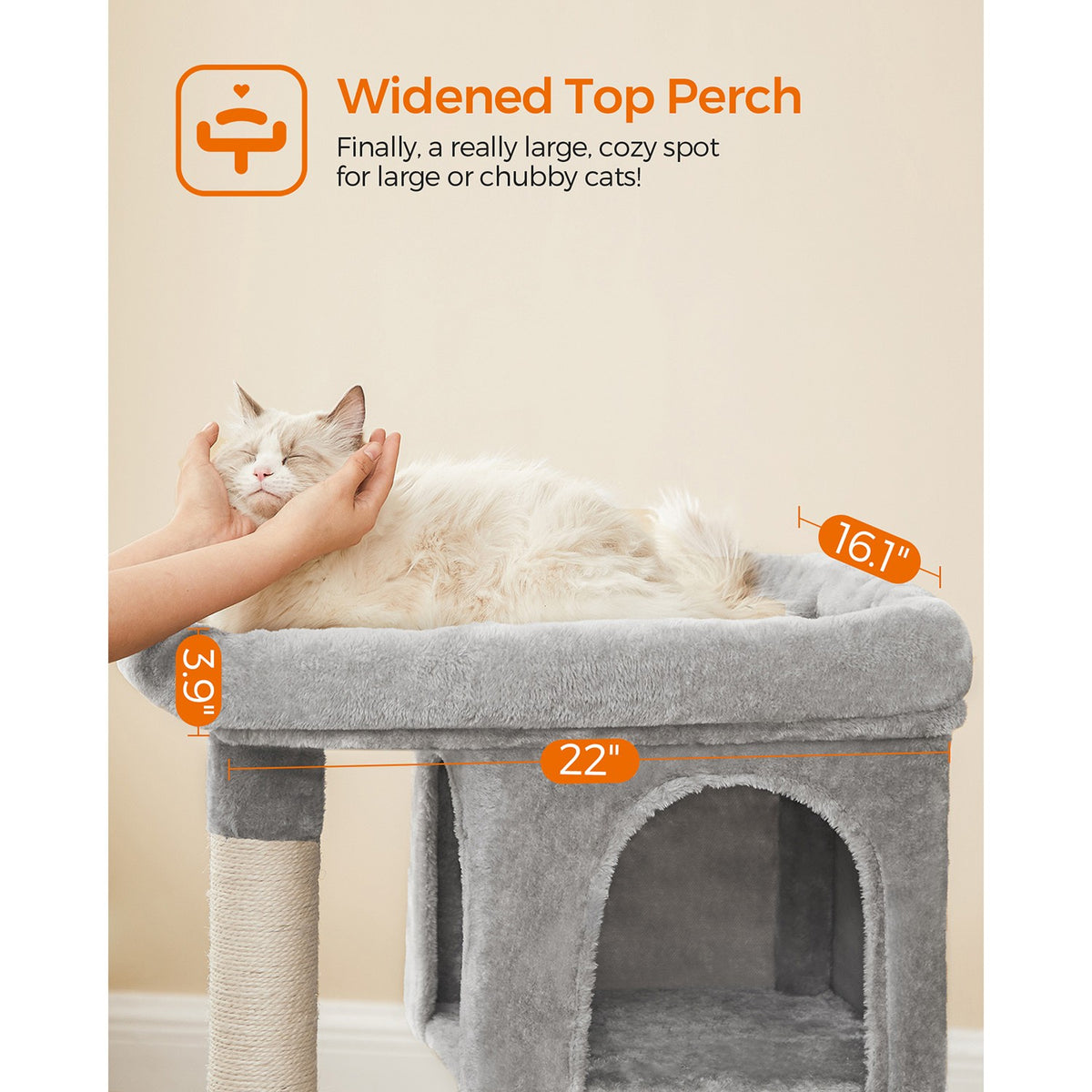 Cat Tree with Sisal-Covered Scratching Posts and 2 Plush Condos Cat Furniture for Kittens Light Gray