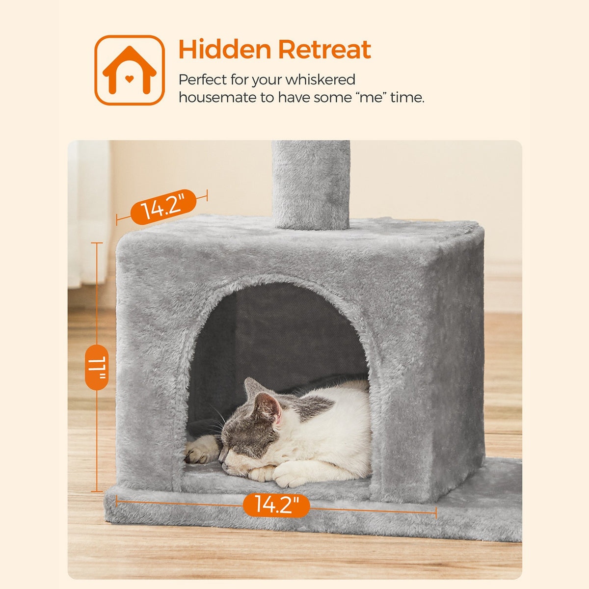 Cat Tree with Sisal-Covered Scratching Posts and 2 Plush Condos Cat Furniture for Kittens Light Gray