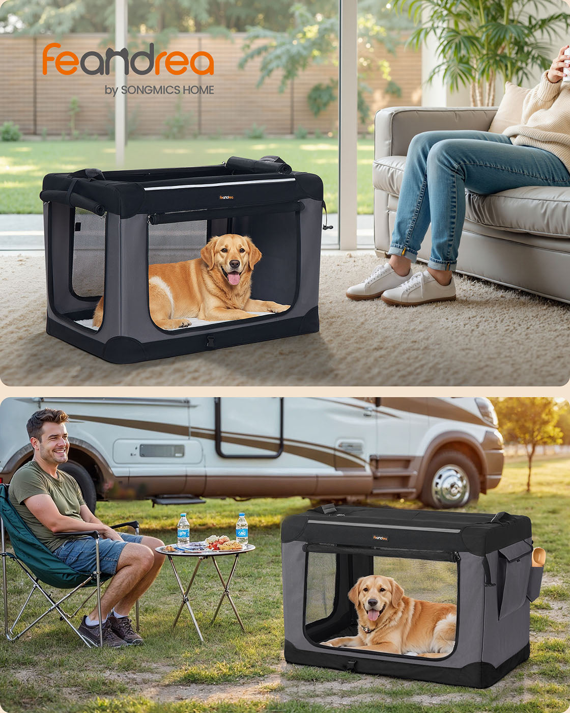 Collapsible Dog Crate 24-Inch 4 Mesh Doors Handles Storage Pocket - image 14
