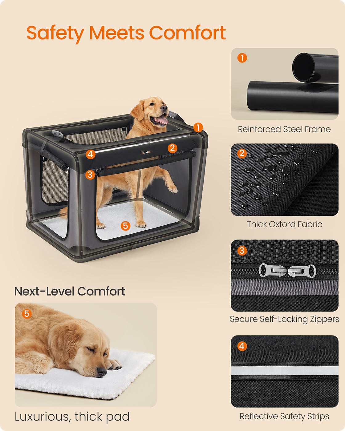 Collapsible Dog Crate 24-Inch 4 Mesh Doors Handles Storage Pocket - image 17