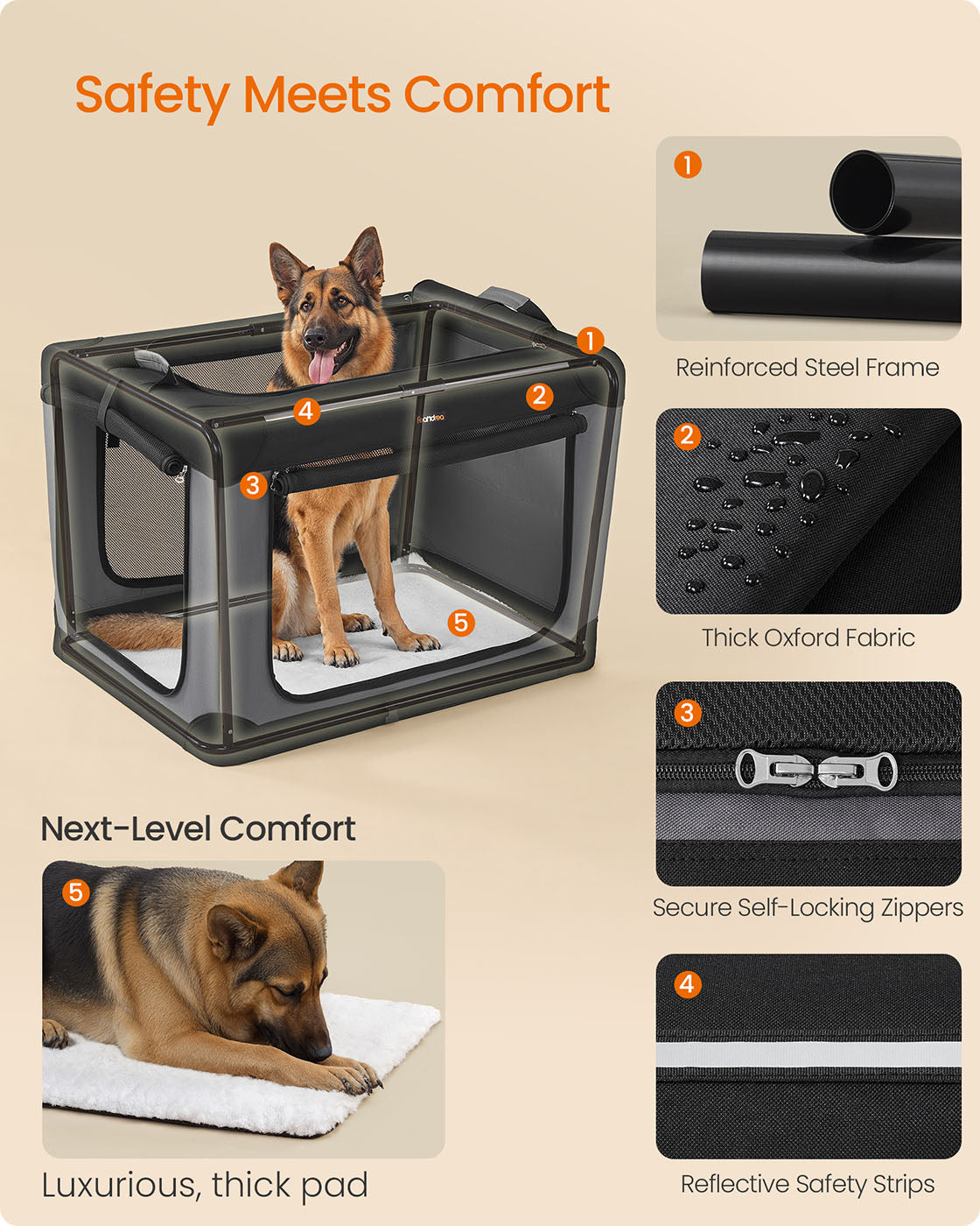 Collapsible Dog Crate 24-Inch 4 Mesh Doors Handles Storage Pocket - image 23