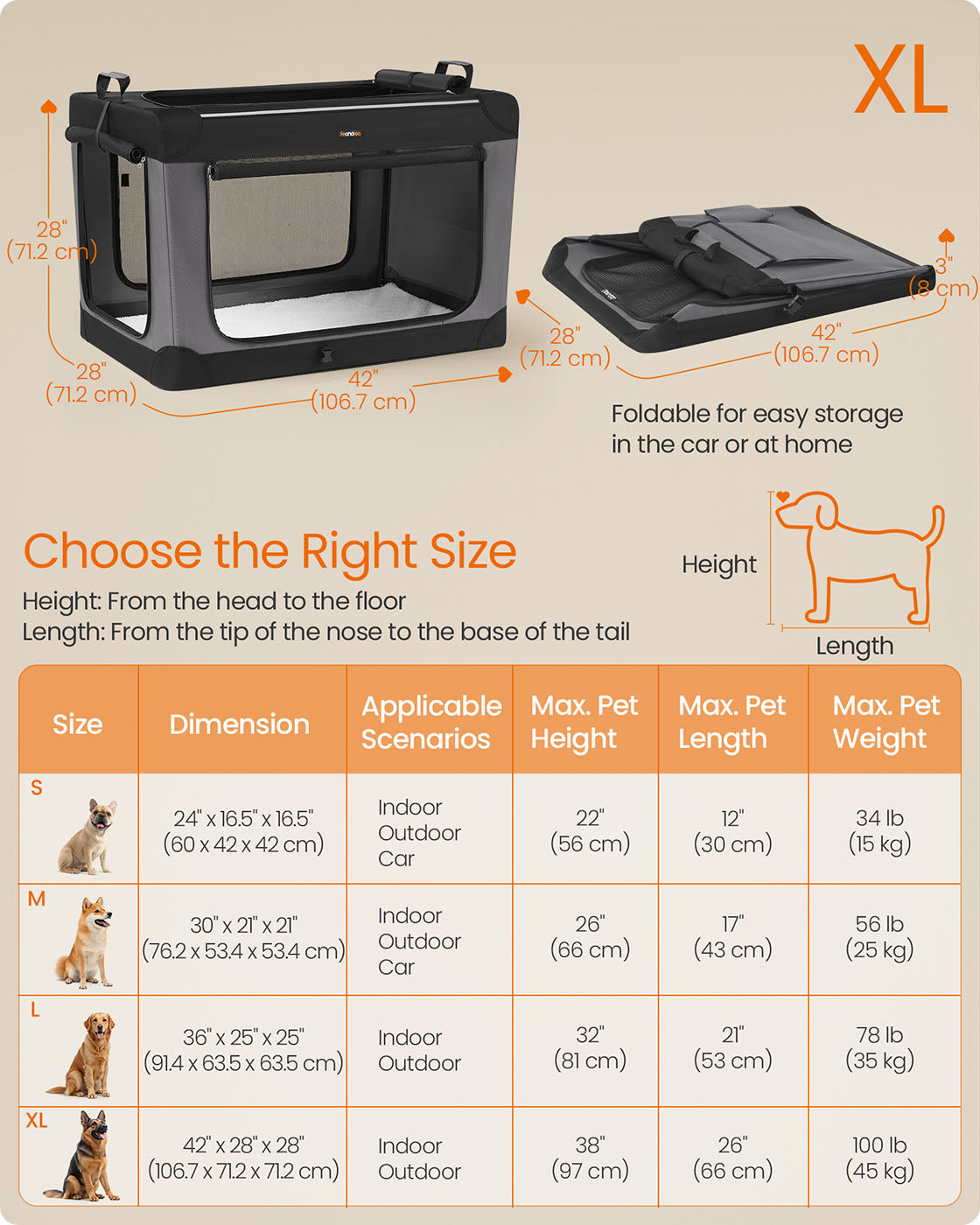 Collapsible Dog Crate 24-Inch 4 Mesh Doors Handles Storage Pocket - image 24