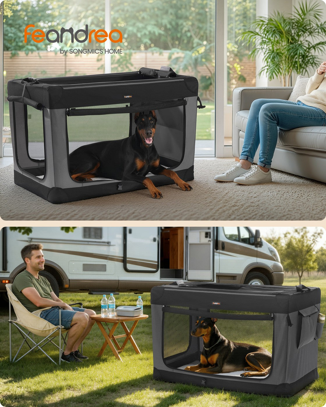 Collapsible Dog Crate 24-Inch 4 Mesh Doors Handles Storage Pocket - image 32
