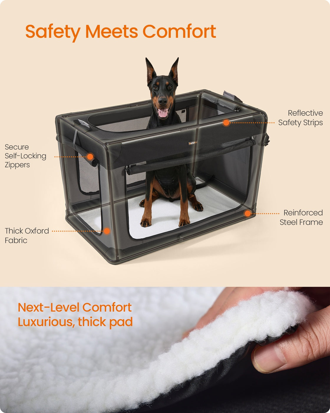 Collapsible Dog Crate 24-Inch 4 Mesh Doors Handles Storage Pocket - image 35