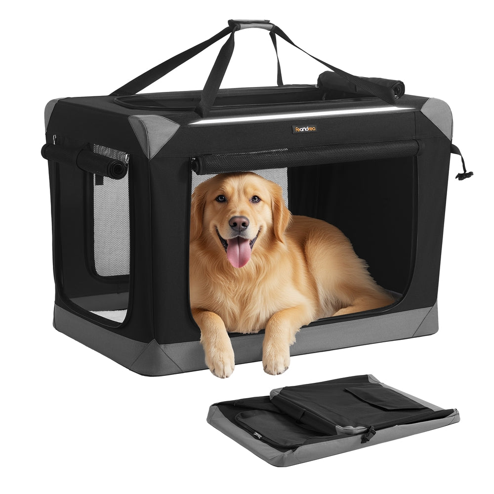 Collapsible fabric dog crate with mesh doors for travel - image 13