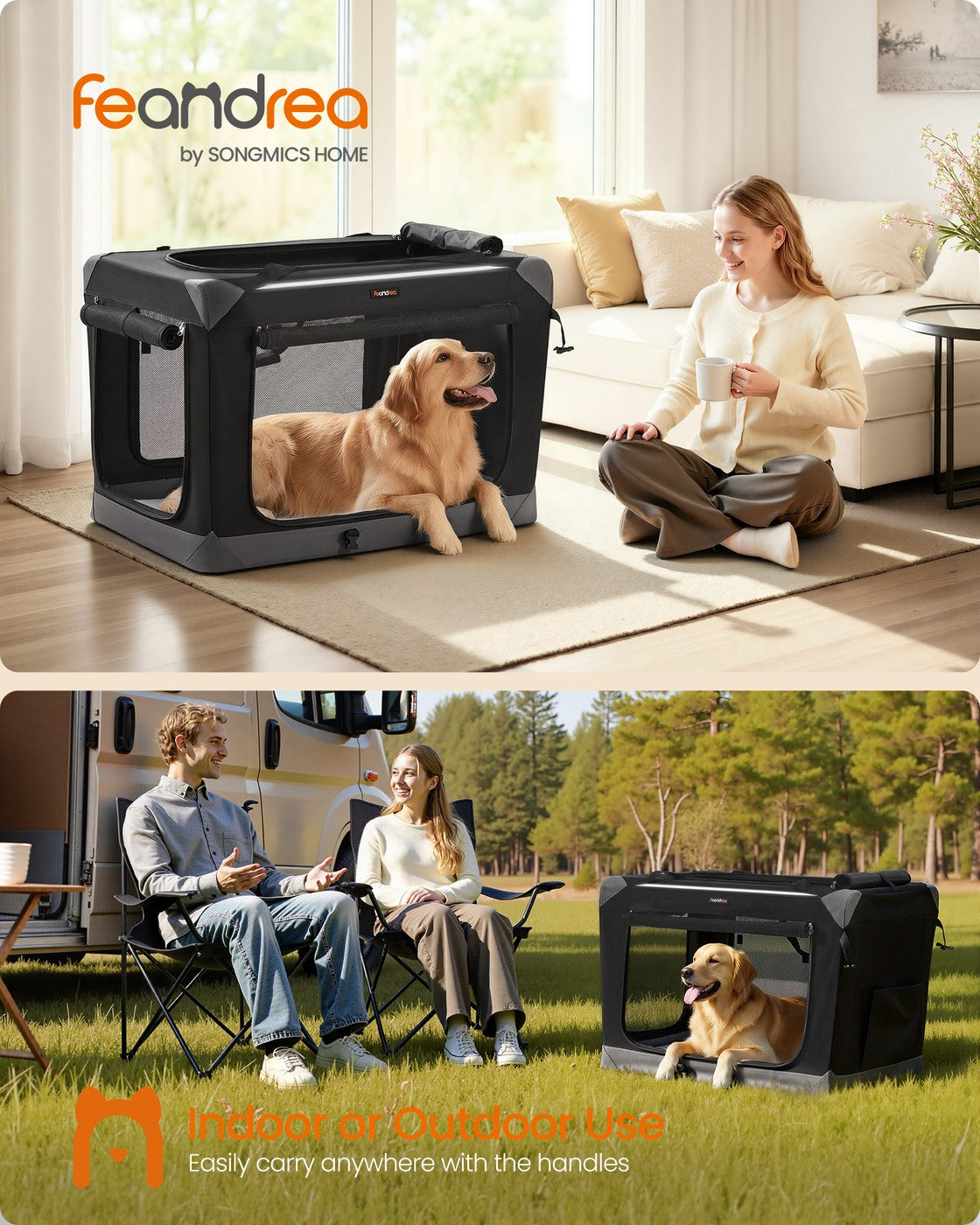 Collapsible fabric dog crate with mesh doors for travel - image 14
