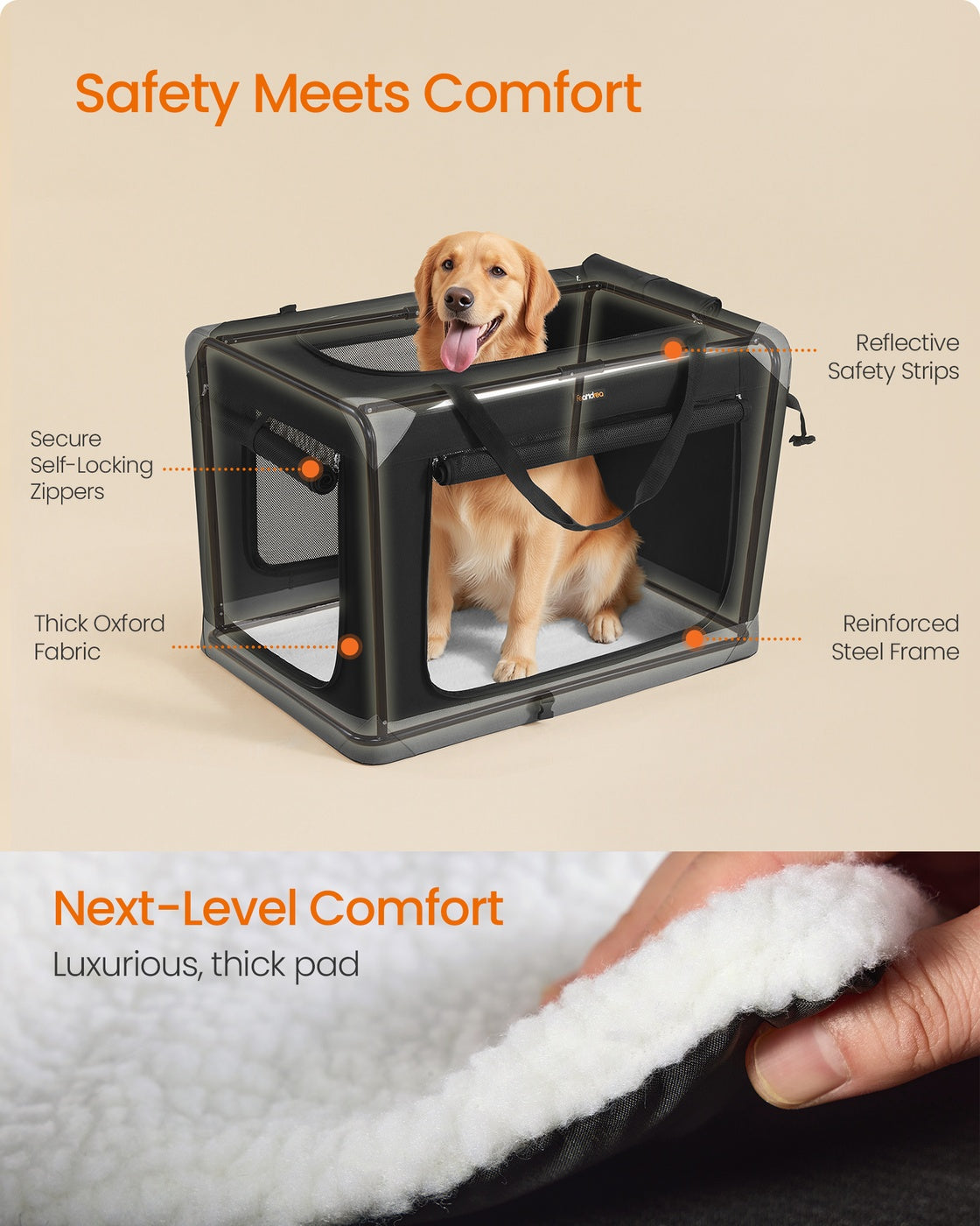 Collapsible fabric dog crate with mesh doors for travel - image 17
