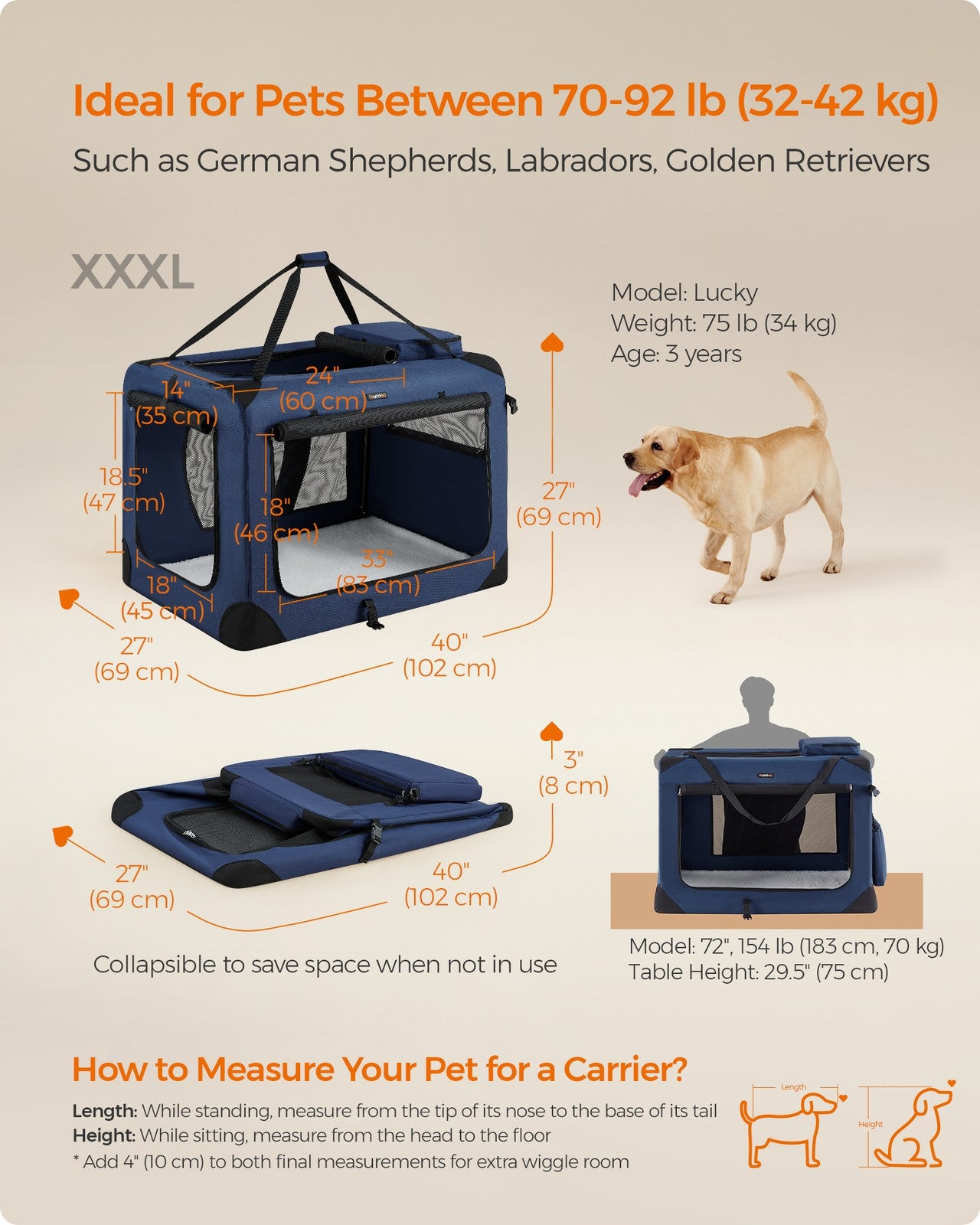 40 Inches Collapsible Soft Dog Crate - image 3