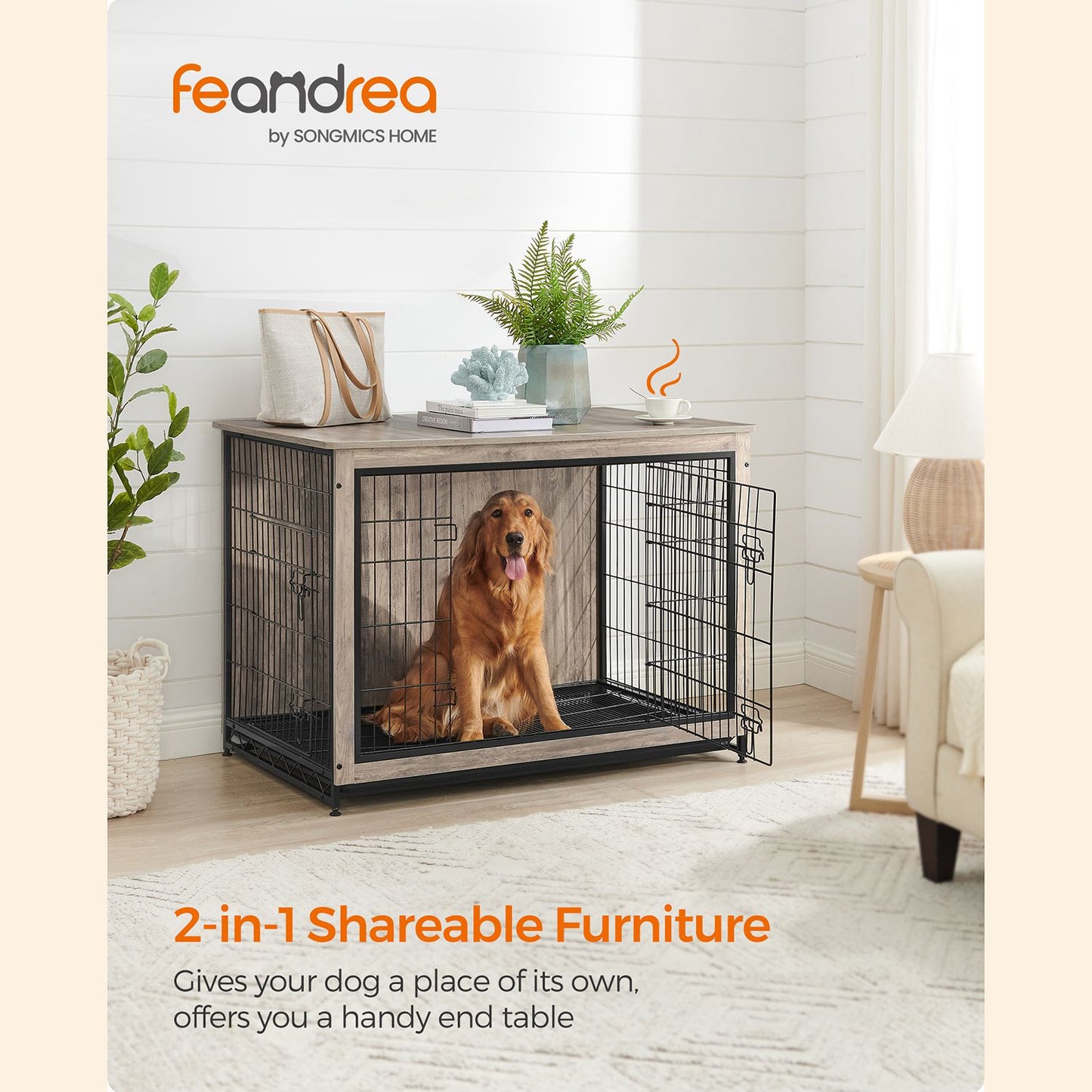 Modern Kennel for Dogs Indoor up to 80 lb