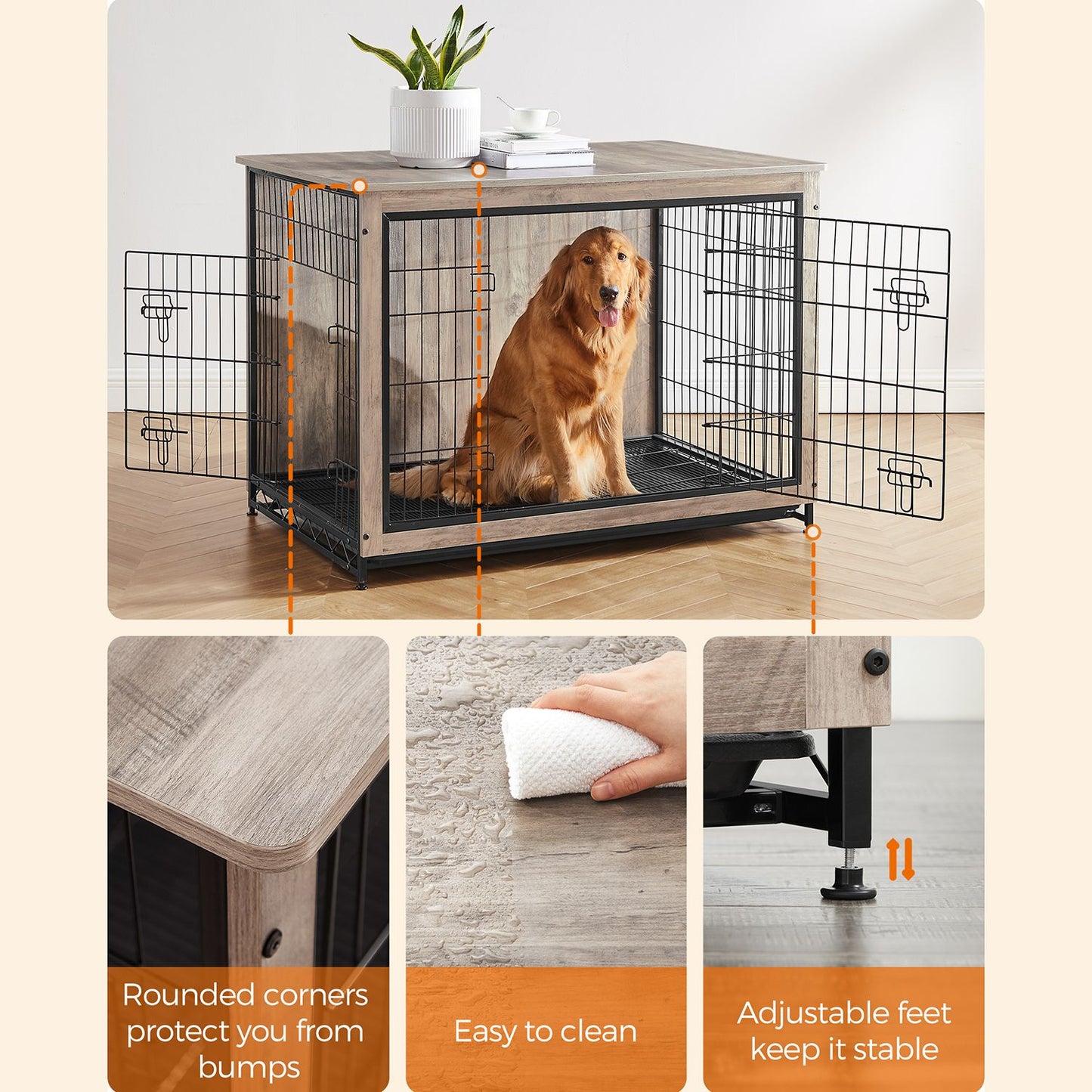 Modern Kennel for Dogs Indoor up to 80 lb