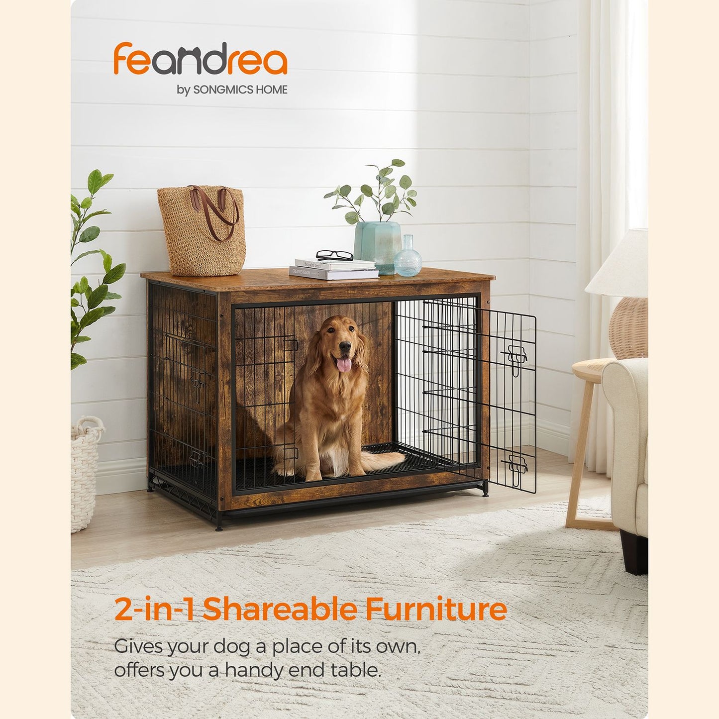 Modern Kennel for Dogs Indoor up to 80 lb