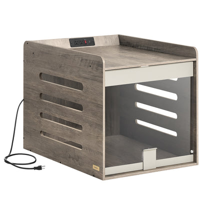 Modern Dog Crate Furniture with Charging Station, Heather Greige