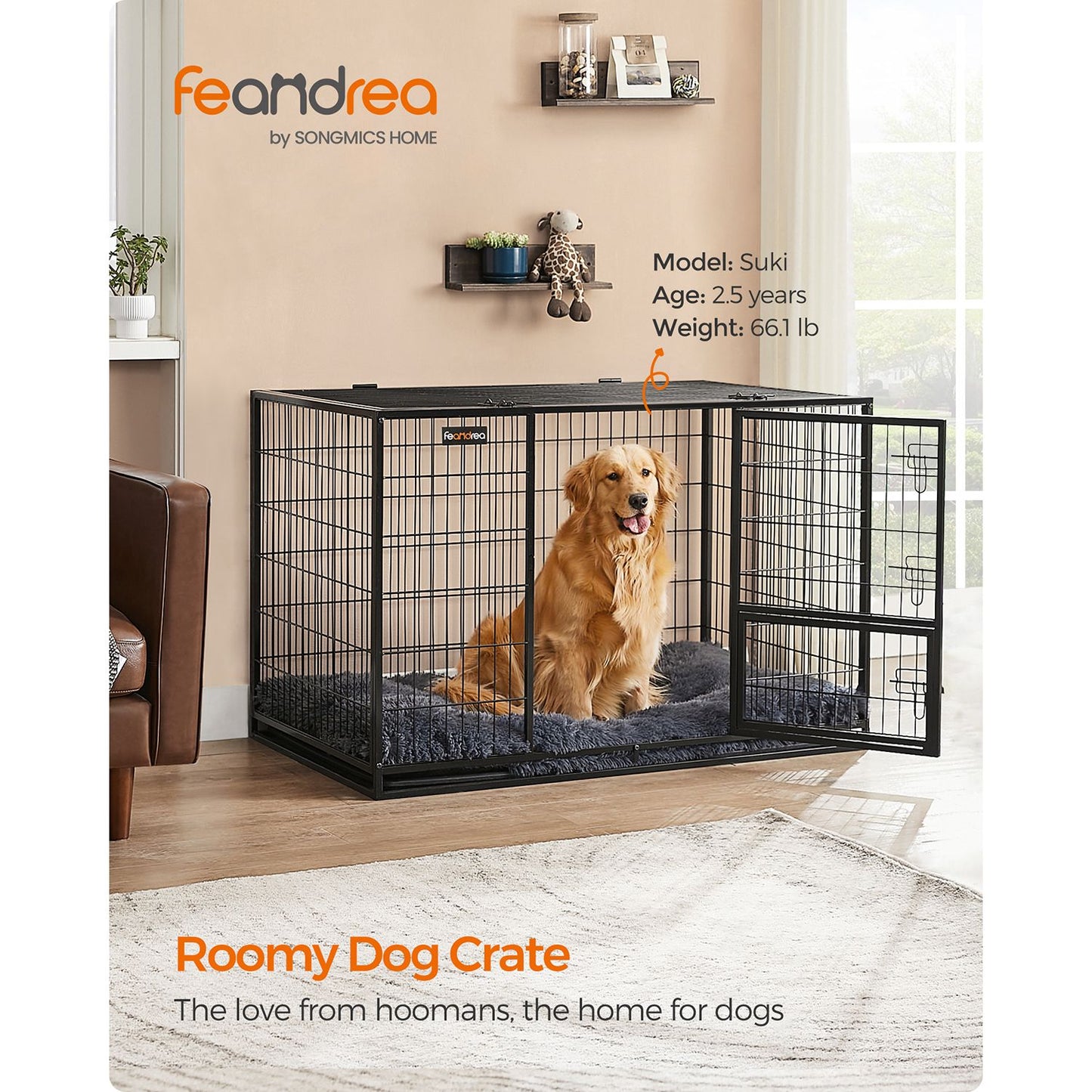 Heavy-Duty Dog Crate with Metal Frame