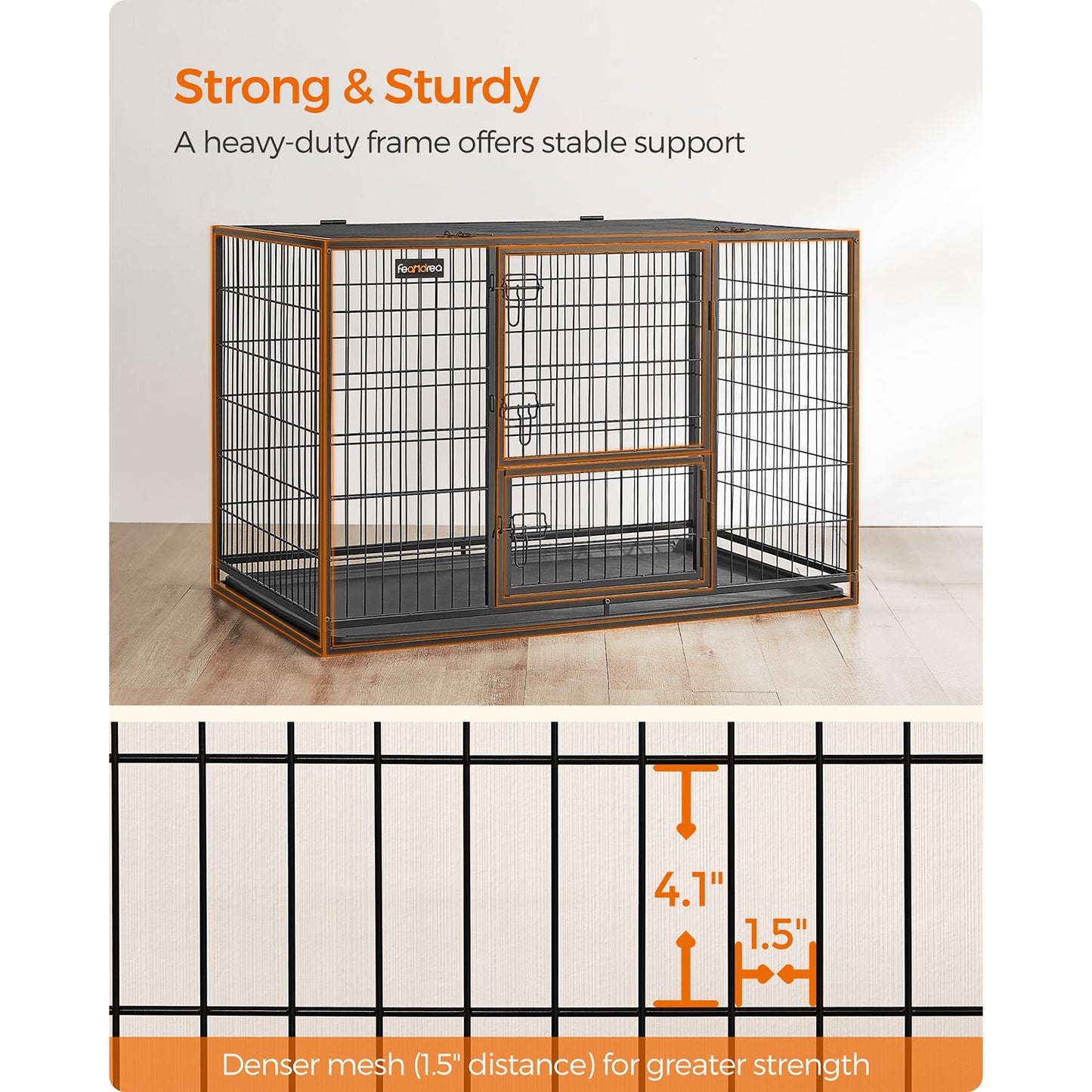 Heavy-Duty Dog Crate with Metal Frame